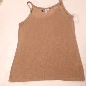 Jennifer Lopez Metallic Neutral Tan Gold Stretchy Tank Top size Large